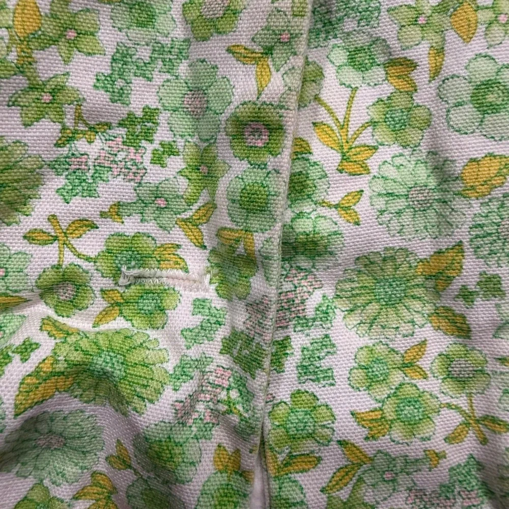 Vintage Thomas Baby Jacket Green Floral Peter Pan Collar Faux Fur Lined XL 18M